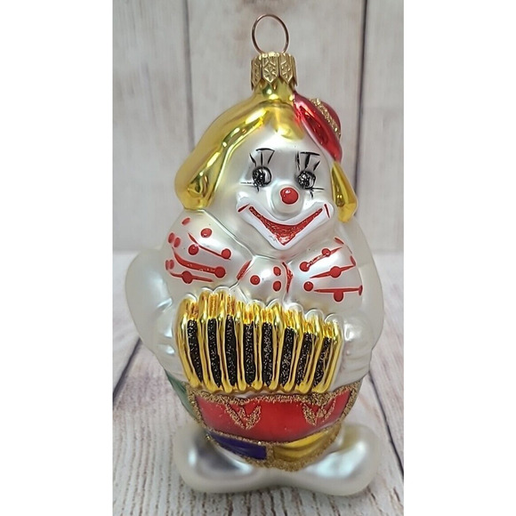 Kurt Adler Polonaise Mercury Glass Circus Clown Ornament Glitter Holiday 5.5" - Picture 1 of 5